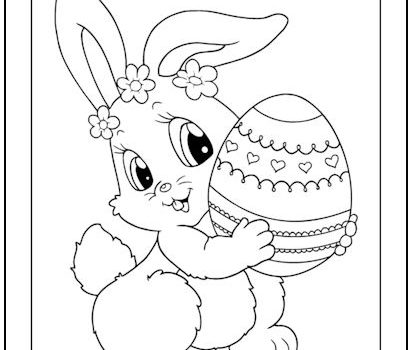 Cute Easter Bunny Coloring Page