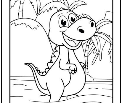 Happy Dinosaur Coloring Page