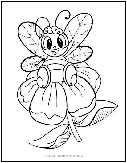 Happy Bumblebee Coloring Page