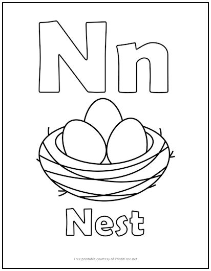 Alphabet Letter "N" Coloring Page