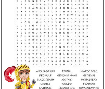 Middle Ages Word Search Puzzle