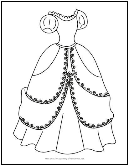 Cinderella Princess Dress Coloring Page