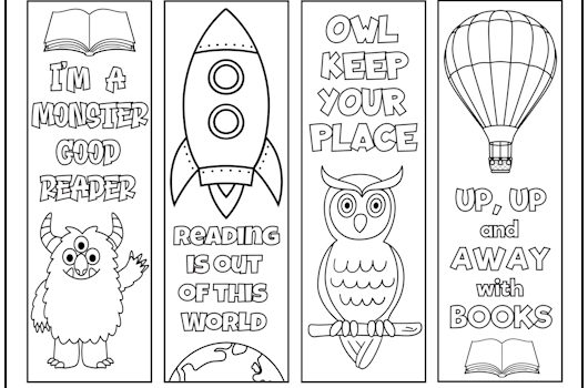 Reading Sayings Bookmarks to Color