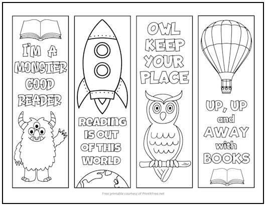 Reading Sayings Bookmarks to Color