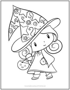 Trick-or-Treating Witch Coloring Page | Print it Free