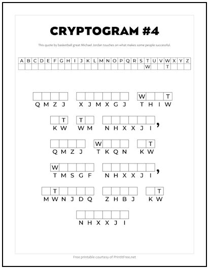 Cryptogram 4 - Michael Jordan Quote