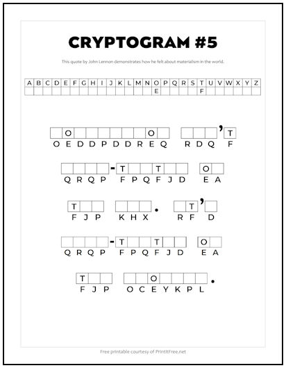 Cryptogram 5 - John Lennon Quote