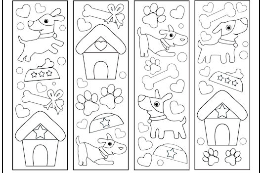 Dog Bookmarks to Color