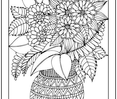 Basket of Flowers Coloring Page Basket of Flowers Coloring Page
