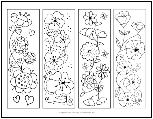 Flower Bookmarks to Color