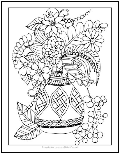 Vase of Flowers Coloring Page