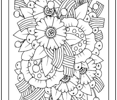 Flowers and Ribbons Coloring Page Flowers and Ribbons Coloring Page
