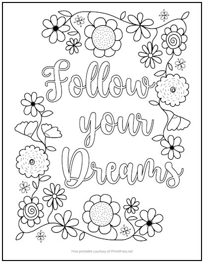 Follow Your Dreams Coloring Page