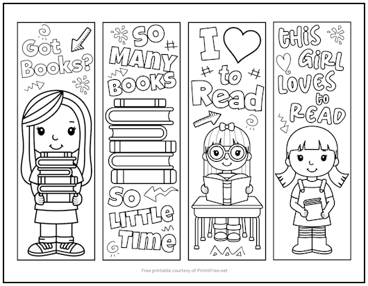 Girls Bookmarks to Color