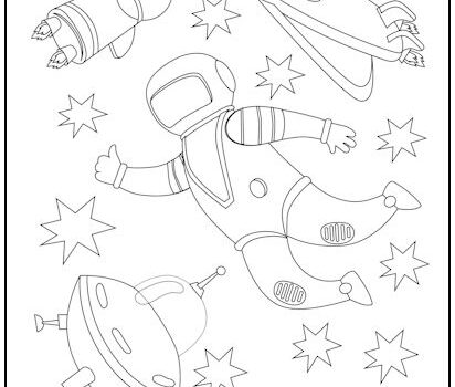 Astronaut in Space Coloring Page