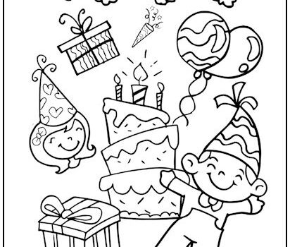 Birthday Collage Coloring Page