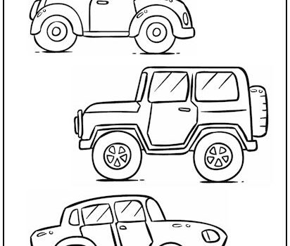 Three Cars Coloring Page