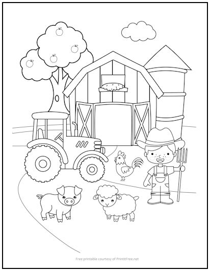 Farm Scene Coloring Page