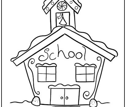 Gingerbread School Coloring Page