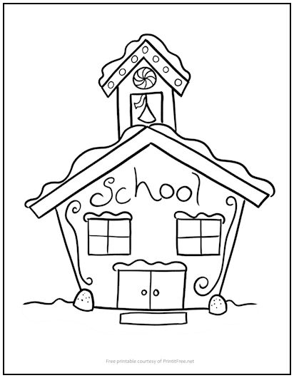 Gingerbread School Coloring Page