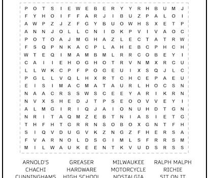 Happy Days Word Search Puzzle