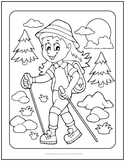 Happy Hiker Coloring Page