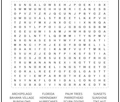 Key West Word Search Puzzle