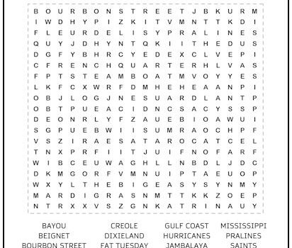 New Orleans Word Search Puzzle