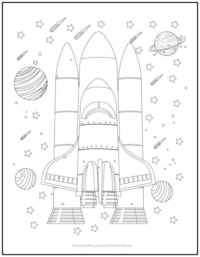 Shuttle in Space Coloring Page