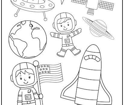 Outer Space Collage Coloring Page