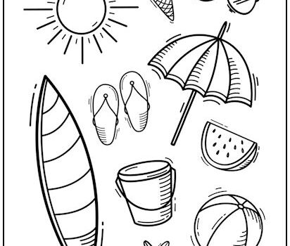 Summer Collage Coloring Page