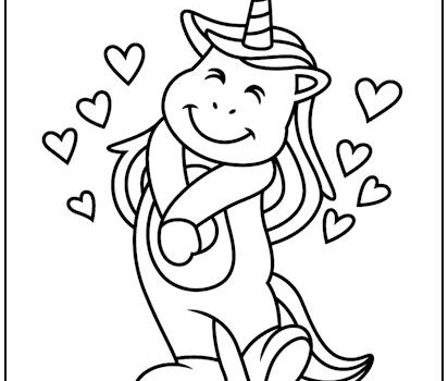 Unicorn in Love Coloring Page