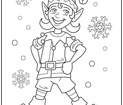 Smiling Elf Coloring Page