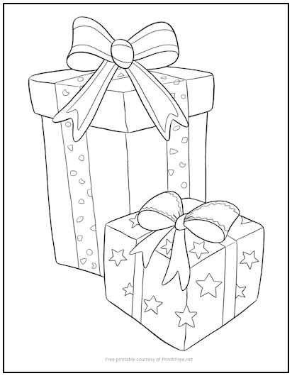 Wrapped Gifts Coloring Page