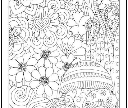 Mushrooms and Flowers Coloring Page