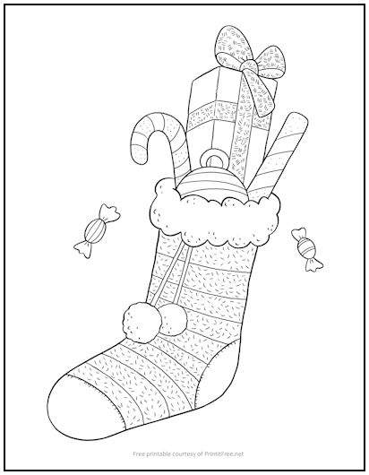 Holiday Stocking Coloring Page