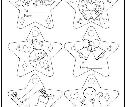 Christmas Star Gift Tags to Color
