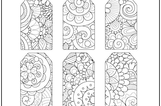Zentangle Flowers Gift Tags to Color
