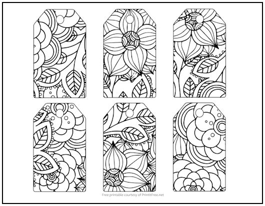 Zentangle Blooms Gift Tags to Color