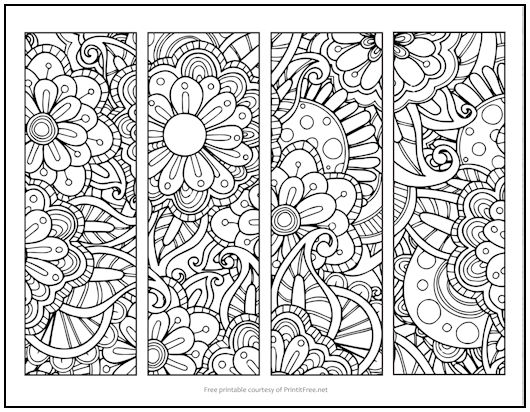 Zentangle Flowers Bookmarks to Color | Print it Free