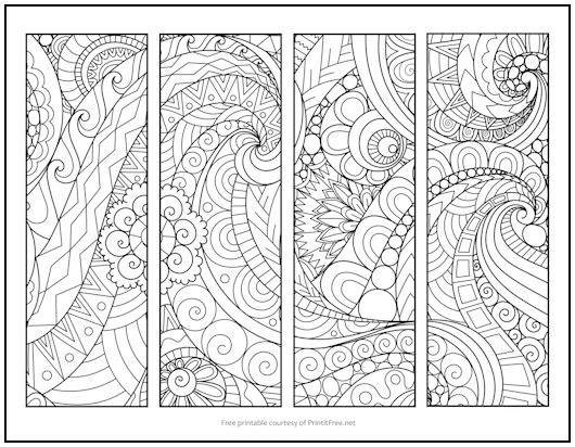 Zentangle Waves Bookmarks to Color