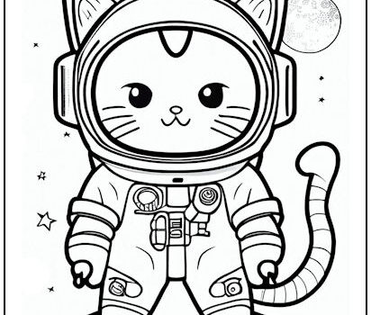 Astronaut Kitty Coloring Page