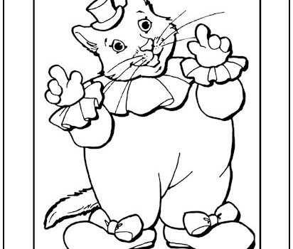 Clown Kitty Cat Coloring Page