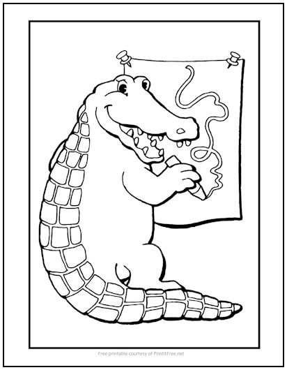 Mapping Alligator Coloring Page