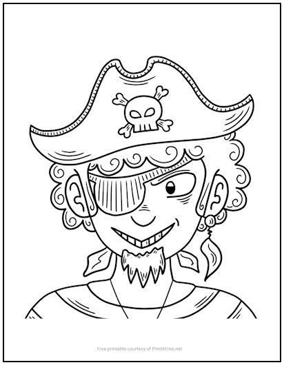 Curly-Haired Pirate Coloring Page