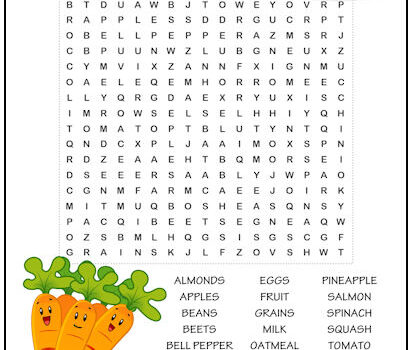 Healthy Foods Word Search Puzzle