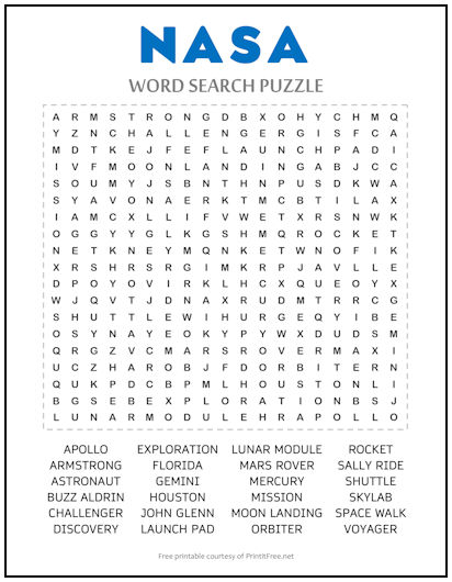 NASA Word Search Puzzle