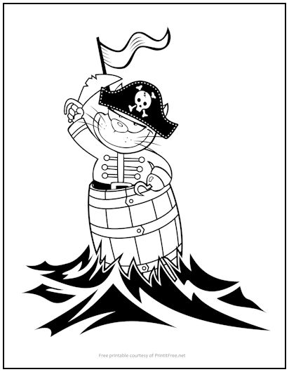 Pirate Kitty Cat Coloring Page