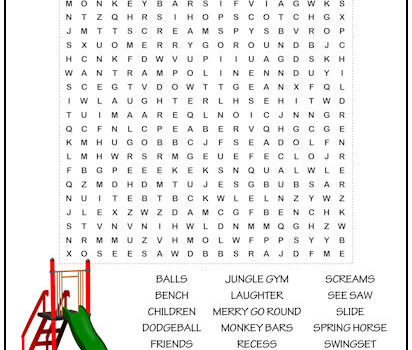 On the Playground Word Search Puzzle