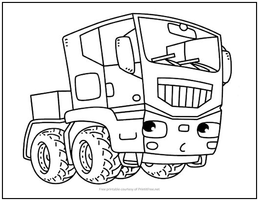 Semi-Truck Coloring Page